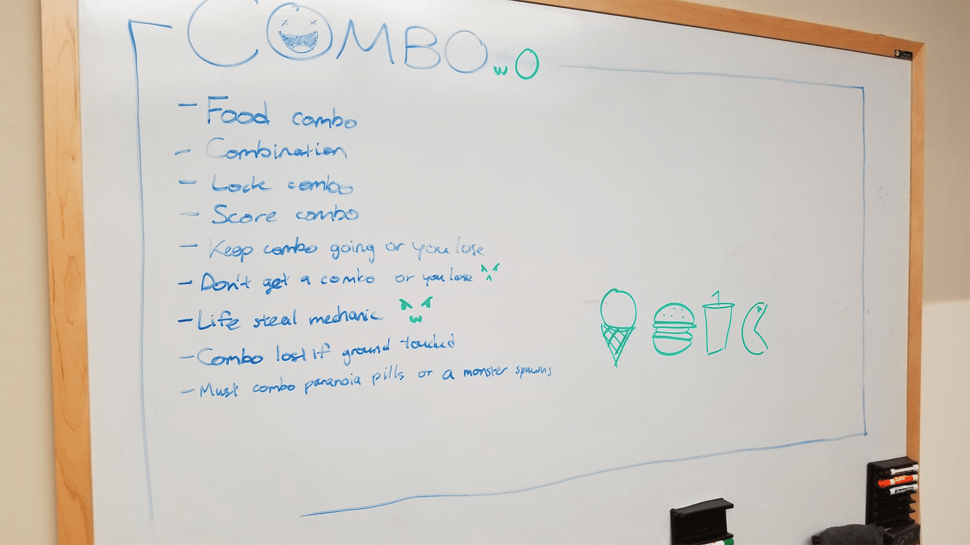 Whiteboard with brainstorming ideas